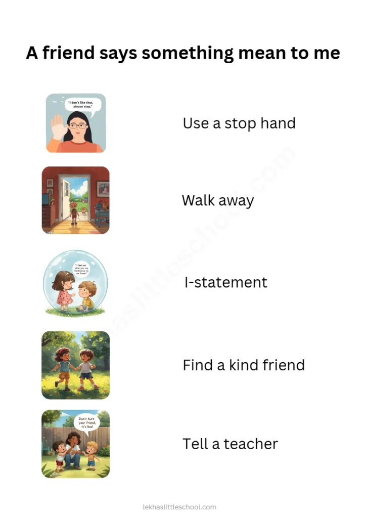 Handling Mean Words | Free Printable Conflict Resolution Chart for Kids