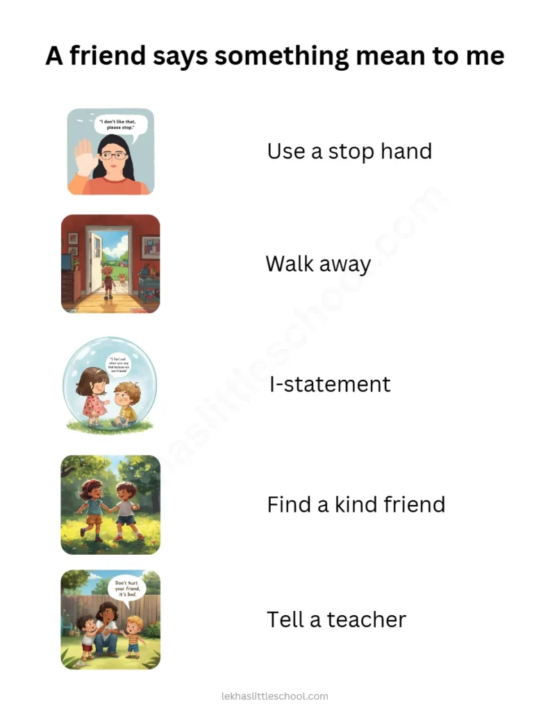 Handling Mean Words | Free Printable Conflict Resolution Chart for Kids