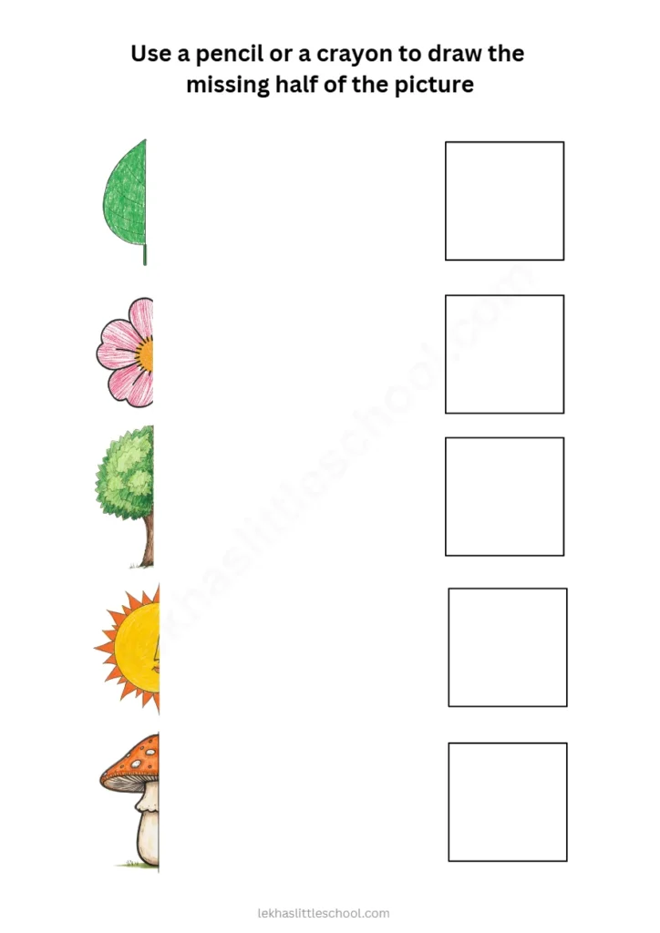 Draw the Missing Half | Free Printable Symmetry Drawing Worksheet