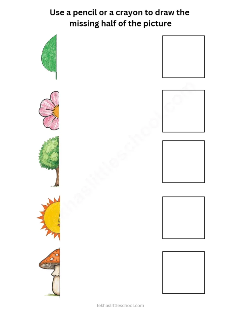 Draw the Missing Half | Free Printable Symmetry Drawing Worksheet