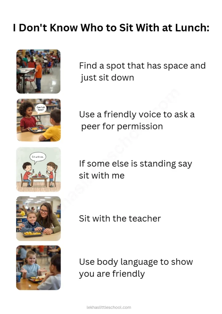 I Don’t Know Who to Sit With at Lunch | Free Printable Social Skills Chart