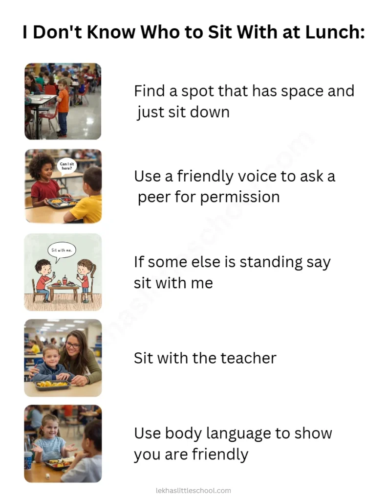 I Don’t Know Who to Sit With at Lunch | Free Printable Social Skills Chart