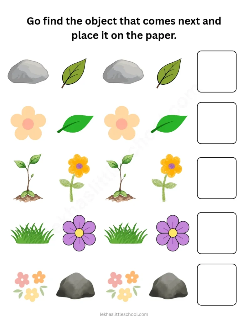Nature Pattern Completion | Free Printable Outdoor Math Activity